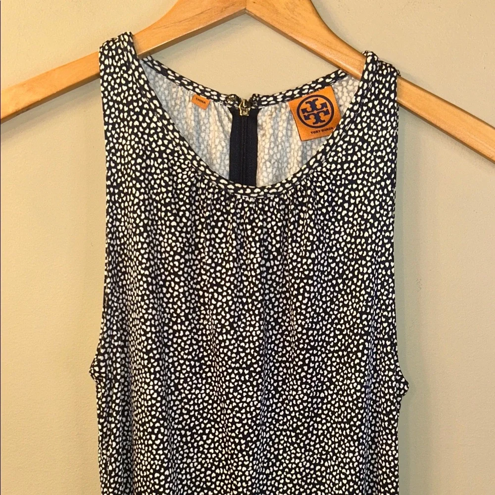 Tory Burch Women’s Sleeveless Dress - Navy w/ White Hearts and Belt